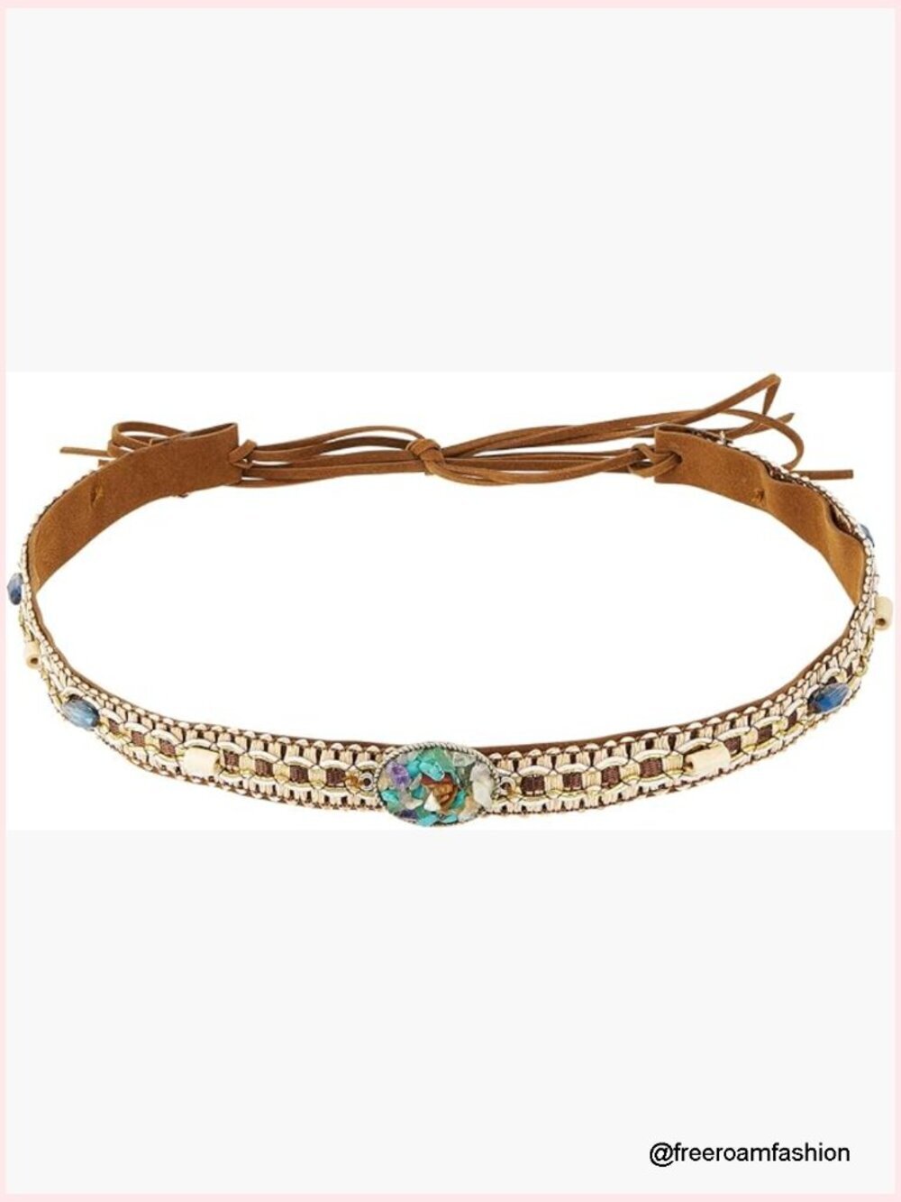 Western Hat Band PU Leather Turquoise Beaded Adjustable Hatband for Cowboy Hats